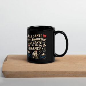 Mug brillant noir - Au 31 du mois d'août - Citation "À la santé des amoureux"