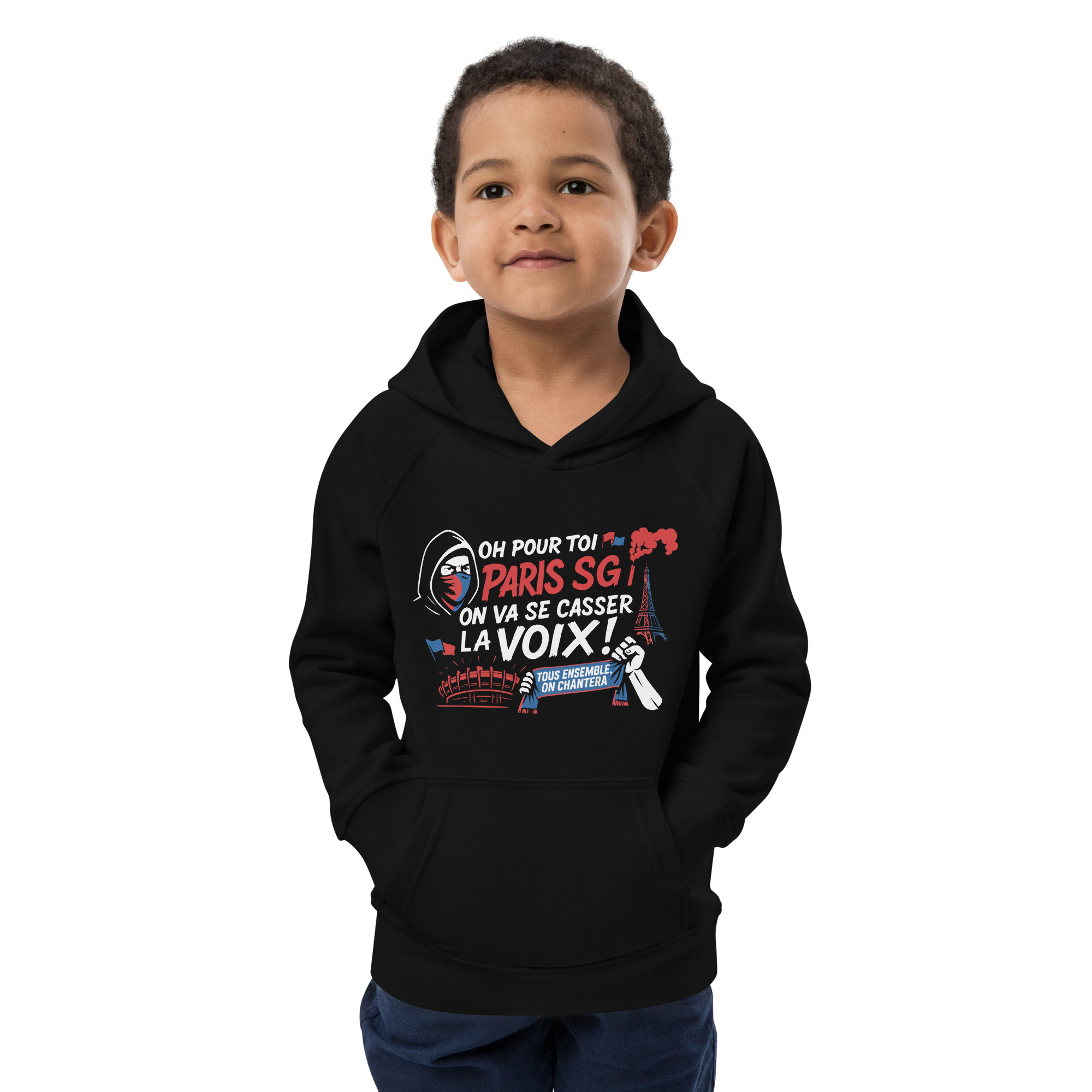 Sweat à capuche enfant PSG « Tous ensemble on chantera » – coton bio – Image 4