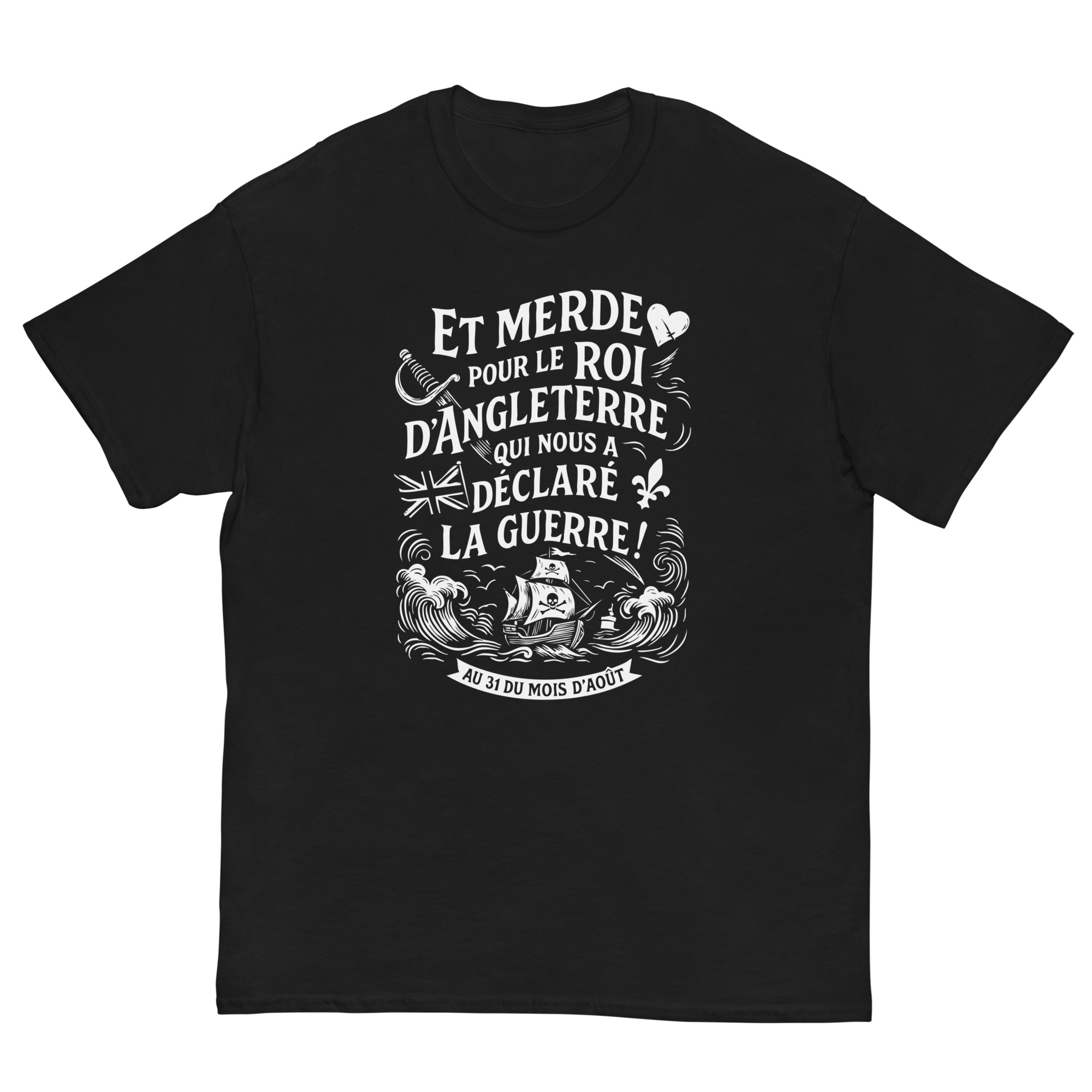 T-shirt – Chant de marin « Au 31 du mois d’Août » – impression en blanc – Image 2