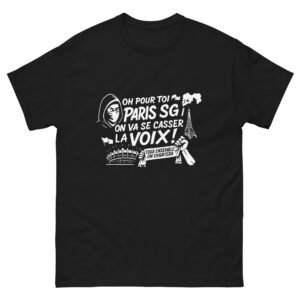 T-shirt supporter PSG – Chant Tous ensemble on chantera - Blanc