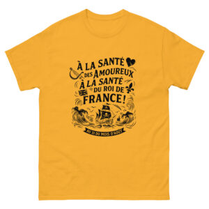 T-shirt – Chant de marin « Au 31 du mois d’Août » – Citation « À la santé des amoureux » noir.