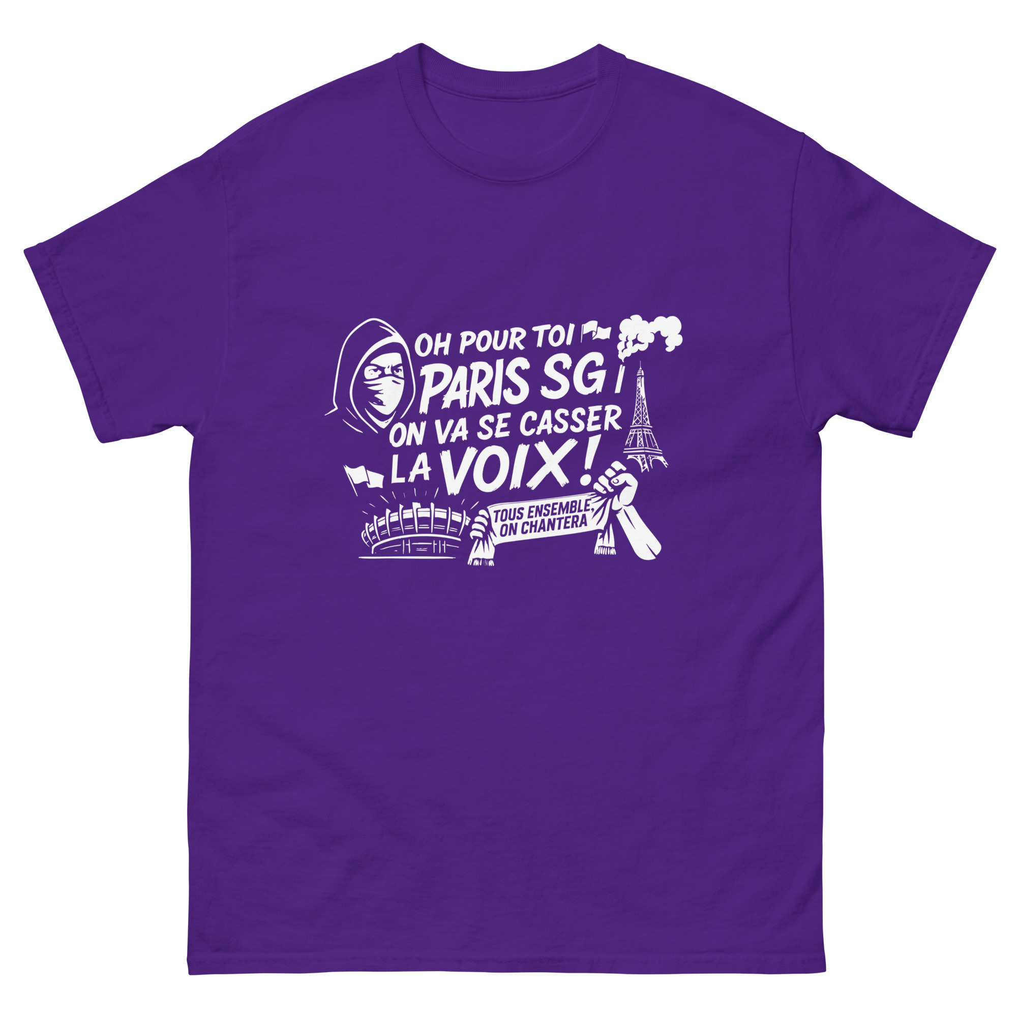 T-shirt PSG « Tous ensemble on chantera » – impression blanche – Image 4