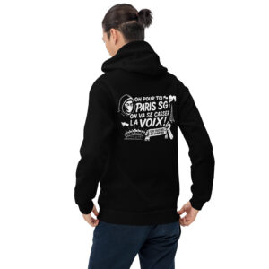 Sweat à capuche PSG « Tous ensemble on chantera » – impression blanche