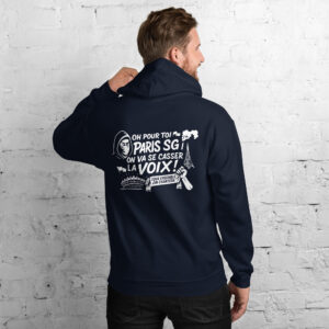 Sweat à capuche PSG « Tous ensemble on chantera » – impression blanche