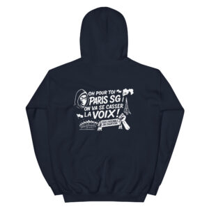 Sweat à capuche PSG « Tous ensemble on chantera » – impression blanche