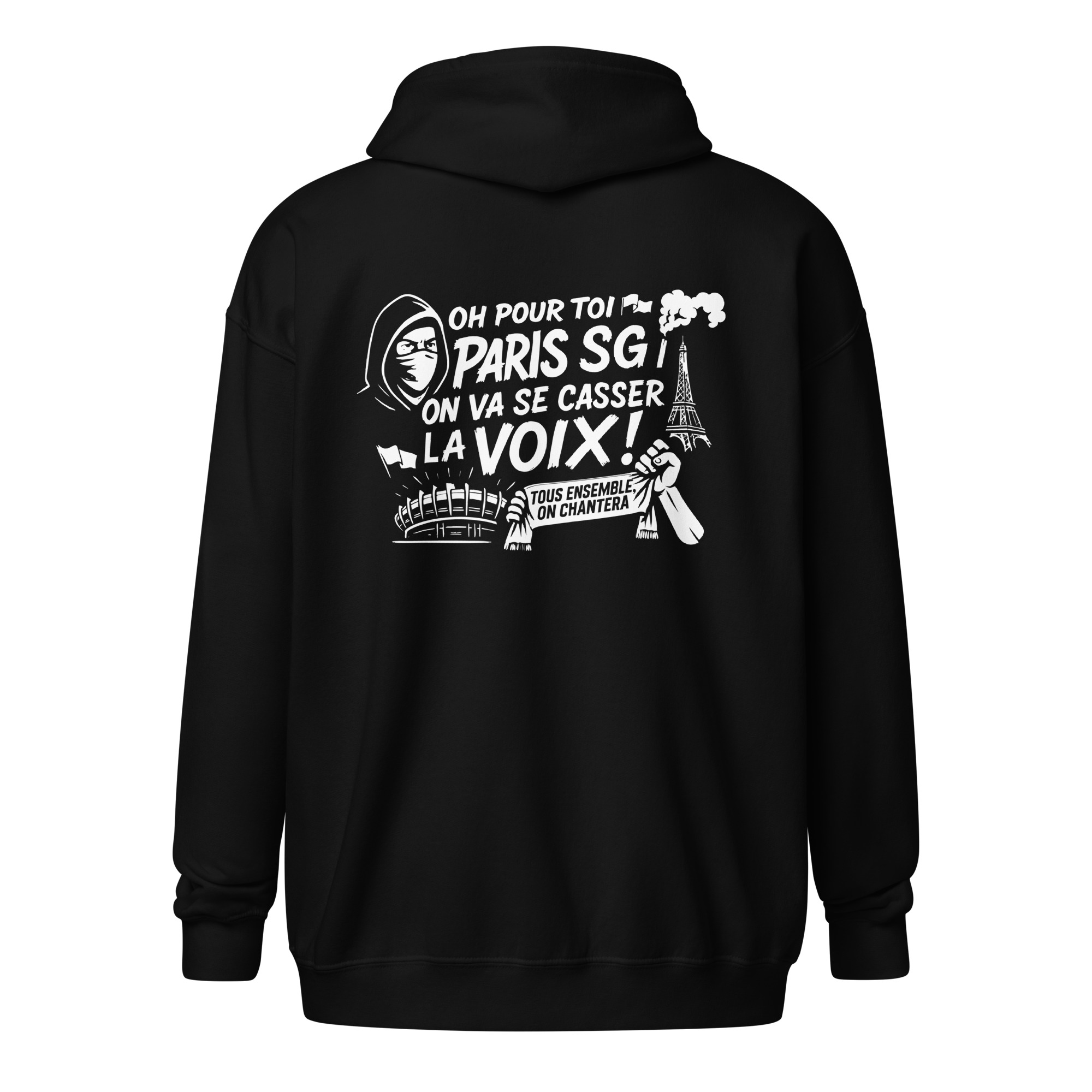 Sweat à capuche zippé PSG « Tous ensemble on chantera » – impression blanche – Image 10