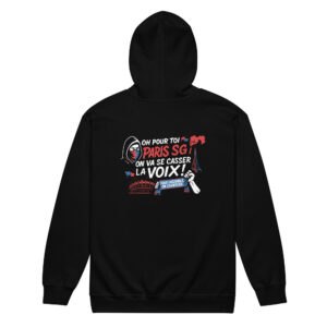 Sweat à capuche zippé PSG « Tous ensemble on chantera » – polaire 271 g