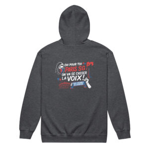 Sweat à capuche zippé PSG « Tous ensemble on chantera » – polaire 271 g