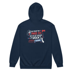 Sweat à capuche zippé PSG « Tous ensemble on chantera » – polaire 271 g