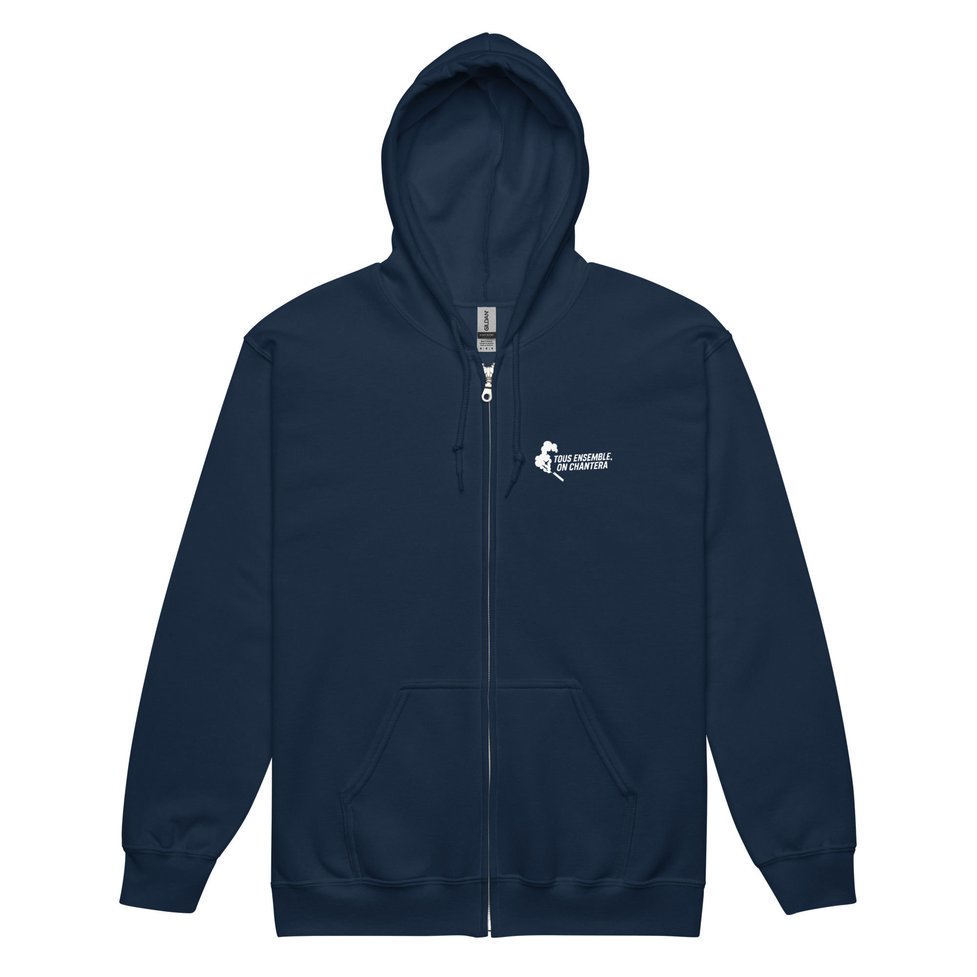 Sweat à capuche zippé PSG « Tous ensemble on chantera » – impression blanche – Image 3