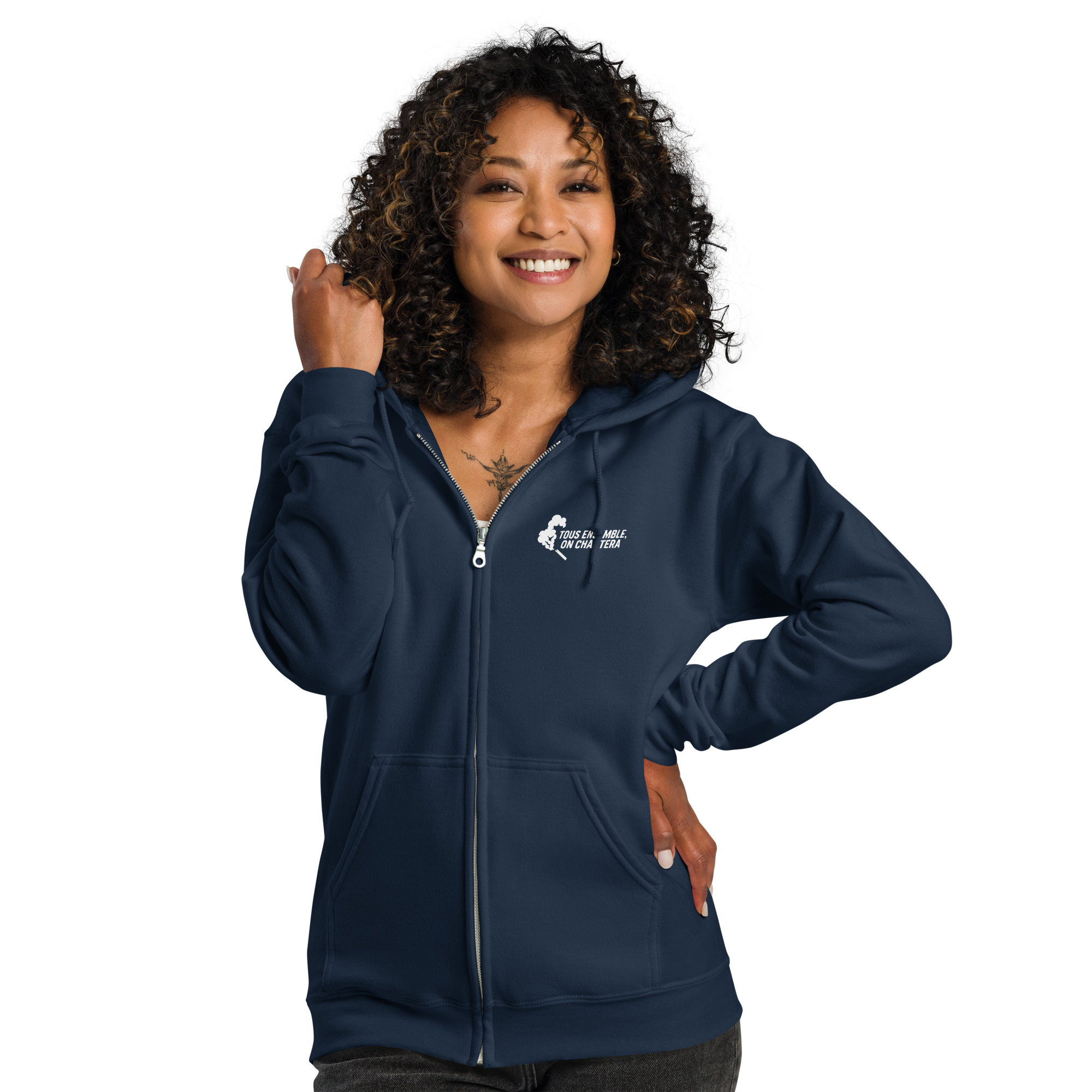 Sweat à capuche zippé PSG « Tous ensemble on chantera » – impression blanche – Image 7